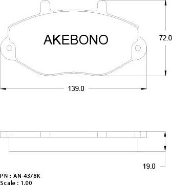 Akebono AN-4378KE - Kit pastiglie freno, Freno a disco autozon.pro