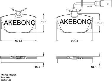 Akebono AN-4259WKE - Kit pastiglie freno, Freno a disco autozon.pro