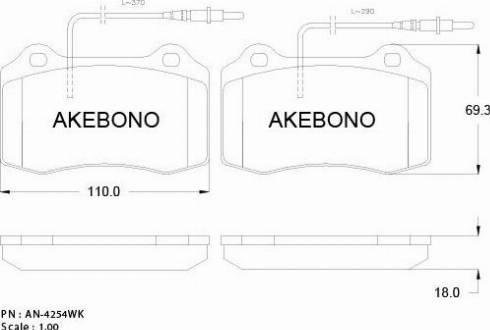 Akebono AN-4254WKE - Kit pastiglie freno, Freno a disco autozon.pro