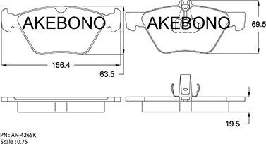 Akebono AN-4265K - Kit pastiglie freno, Freno a disco autozon.pro