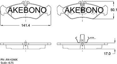 Akebono AN-4266KE - Kit pastiglie freno, Freno a disco autozon.pro