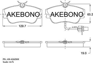 Akebono AN-4260WKE - Kit pastiglie freno, Freno a disco autozon.pro