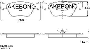 Akebono AN-4268K - Kit pastiglie freno, Freno a disco autozon.pro