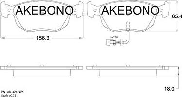 Akebono AN-4267WKE - Kit pastiglie freno, Freno a disco autozon.pro