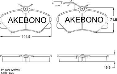 Akebono AN-4207WKE - Kit pastiglie freno, Freno a disco autozon.pro