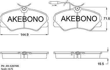 Akebono AN-4207WK - Kit pastiglie freno, Freno a disco autozon.pro