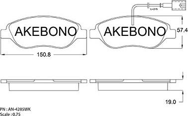 Akebono AN-4285WK - Kit pastiglie freno, Freno a disco autozon.pro