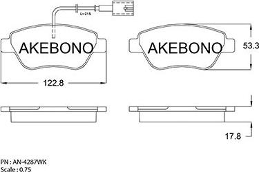 Akebono AN-4287WKE - Kit pastiglie freno, Freno a disco autozon.pro