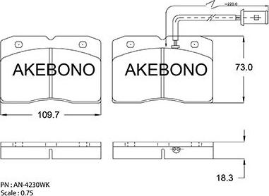 Akebono AN-4230WK - Kit pastiglie freno, Freno a disco autozon.pro