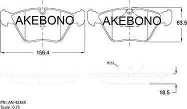 Akebono AN-4238K - Kit pastiglie freno, Freno a disco autozon.pro