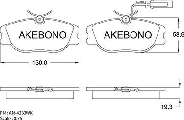 Akebono AN-4233WKE - Kit pastiglie freno, Freno a disco autozon.pro