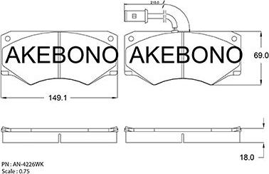 Akebono AN-4226WK - Kit pastiglie freno, Freno a disco autozon.pro