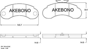 Akebono AN-4220KE - Kit pastiglie freno, Freno a disco autozon.pro