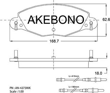 Akebono AN-4273WKE - Kit pastiglie freno, Freno a disco autozon.pro