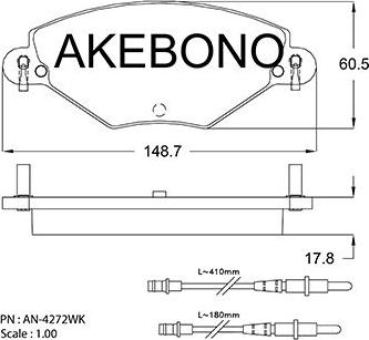 Akebono AN-4272WK - Kit pastiglie freno, Freno a disco autozon.pro