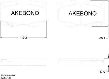 Akebono AN-547WK - Kit pastiglie freno, Freno a disco autozon.pro