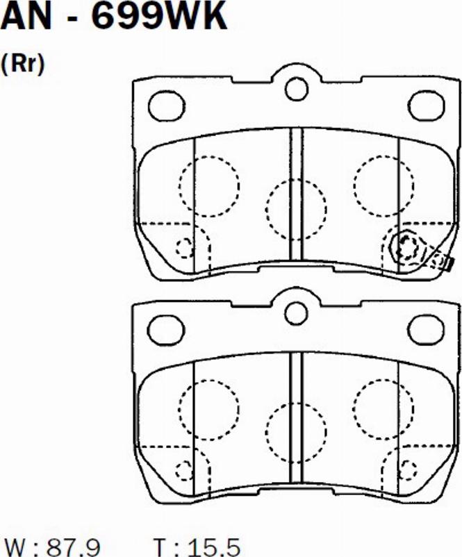 Akebono AN-699WK - Kit pastiglie freno, Freno a disco autozon.pro