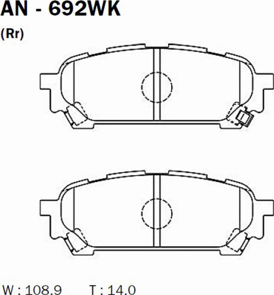 Akebono AN-692WK - Kit pastiglie freno, Freno a disco autozon.pro