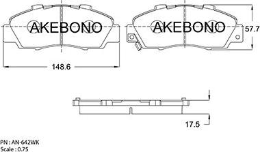 Akebono AN-642WKE - Kit pastiglie freno, Freno a disco autozon.pro