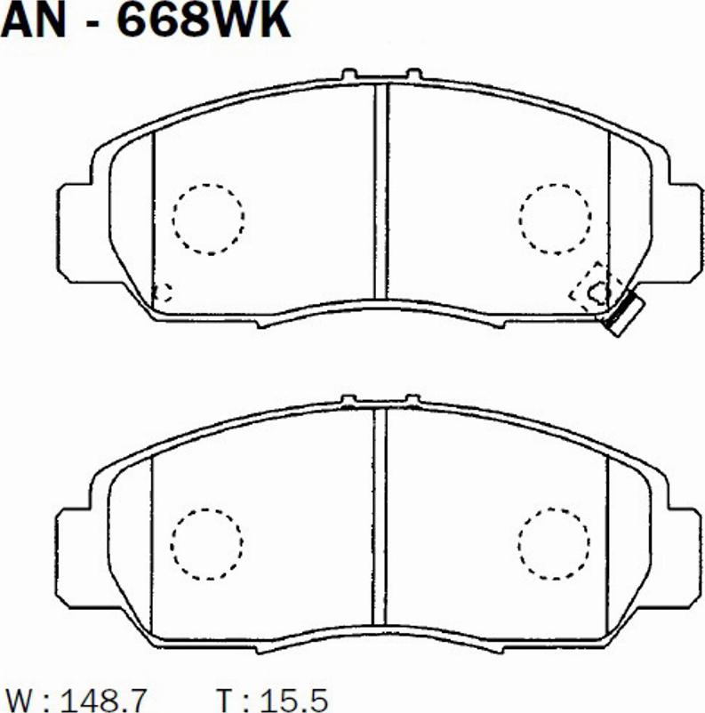 Akebono AN-668WK - Kit pastiglie freno, Freno a disco autozon.pro