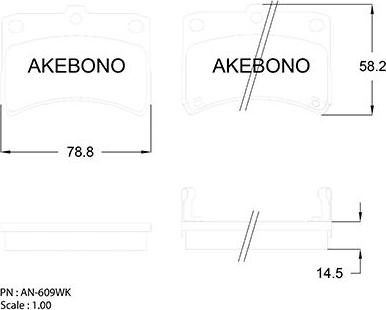 Akebono AN-609WKE - Kit pastiglie freno, Freno a disco autozon.pro