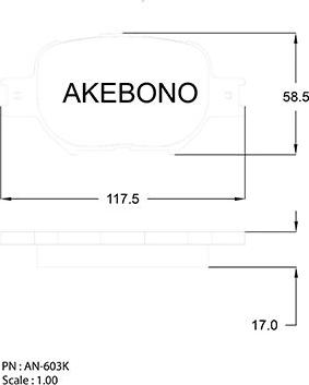 Akebono AN-603K - Kit pastiglie freno, Freno a disco autozon.pro