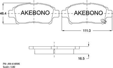 Akebono AN-618WKE - Kit pastiglie freno, Freno a disco autozon.pro