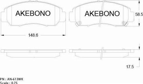 Akebono AN-613WK - Kit pastiglie freno, Freno a disco autozon.pro