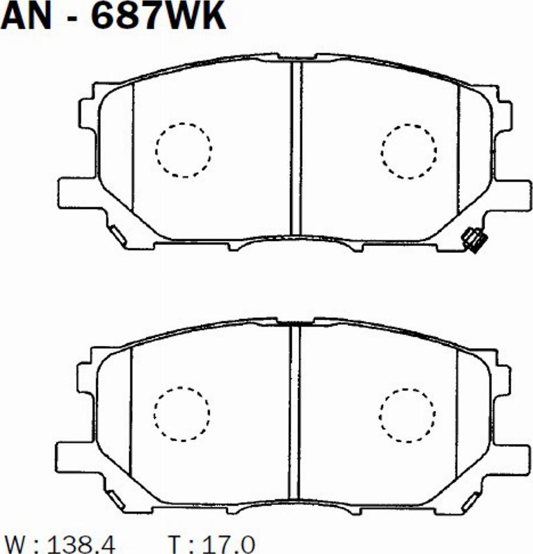 Akebono AN-687WK - Kit pastiglie freno, Freno a disco autozon.pro