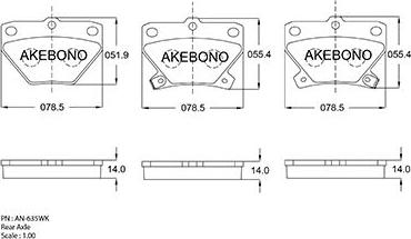 Akebono AN-635WKE - Kit pastiglie freno, Freno a disco autozon.pro