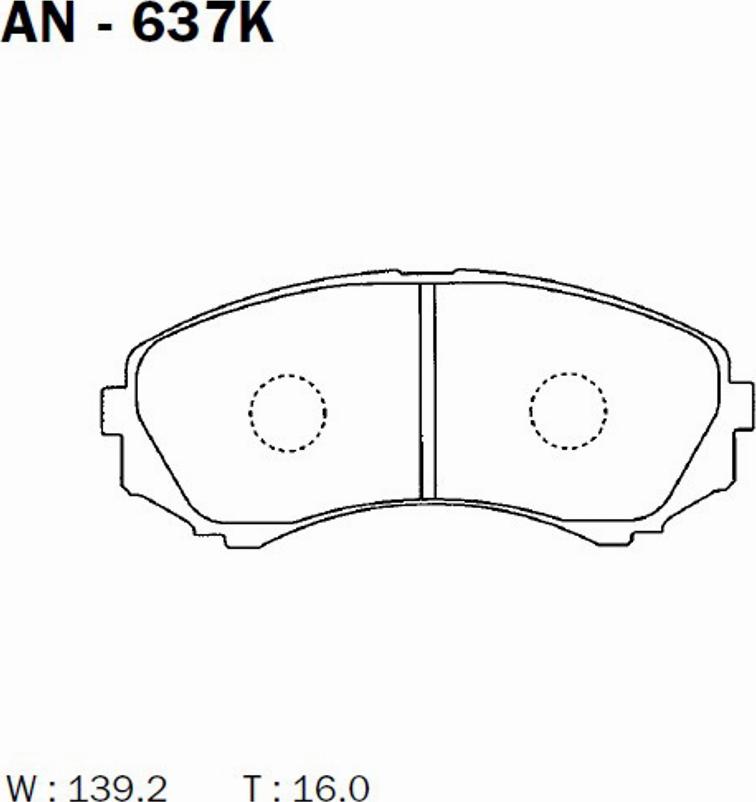 Akebono AN637K - Kit pastiglie freno, Freno a disco autozon.pro