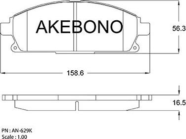 Akebono AN-629K - Kit pastiglie freno, Freno a disco autozon.pro