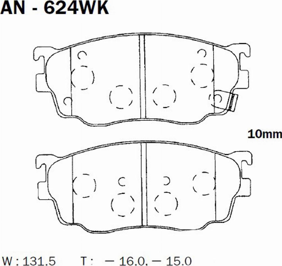 Akebono AN624WK - Kit pastiglie freno, Freno a disco autozon.pro