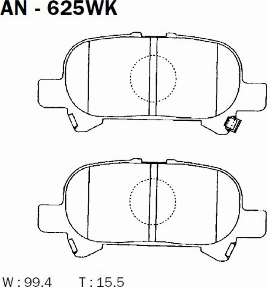 Akebono AN625WK - Kit pastiglie freno, Freno a disco autozon.pro