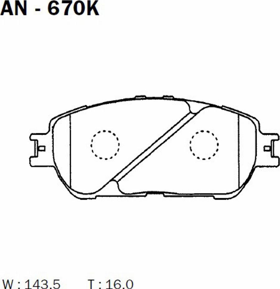 Akebono AN-670K - Kit pastiglie freno, Freno a disco autozon.pro