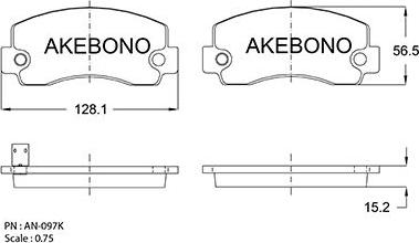 Akebono AN-097KE - Kit pastiglie freno, Freno a disco autozon.pro