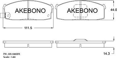 Akebono AN-088WKE - Kit pastiglie freno, Freno a disco autozon.pro