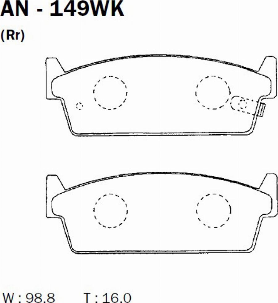 Akebono AN-149WK - Kit pastiglie freno, Freno a disco autozon.pro