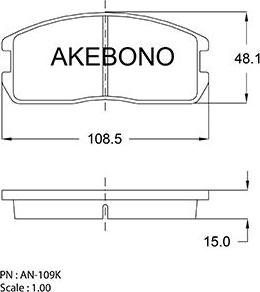 Akebono AN-109KE - Kit pastiglie freno, Freno a disco autozon.pro