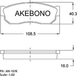 Akebono AN-107KE - Kit pastiglie freno, Freno a disco autozon.pro