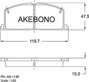 Akebono AN-113KE - Kit pastiglie freno, Freno a disco autozon.pro