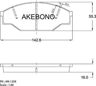 Akebono AN-135KE - Kit pastiglie freno, Freno a disco autozon.pro