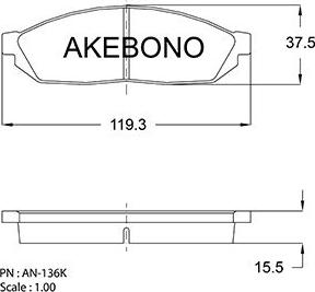 Akebono AN-136K - Kit pastiglie freno, Freno a disco autozon.pro