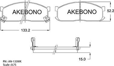 Akebono AN-133WKE - Kit pastiglie freno, Freno a disco autozon.pro