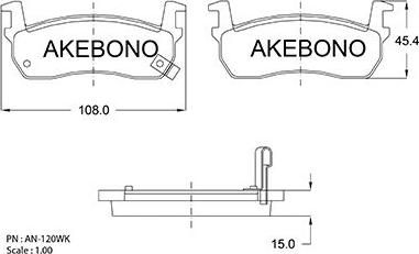 Akebono AN-120WK - Kit pastiglie freno, Freno a disco autozon.pro