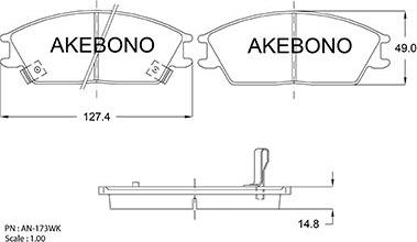 Akebono AN-173WKE - Kit pastiglie freno, Freno a disco autozon.pro