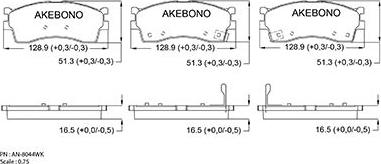 Akebono AN-8044WK - Kit pastiglie freno, Freno a disco autozon.pro