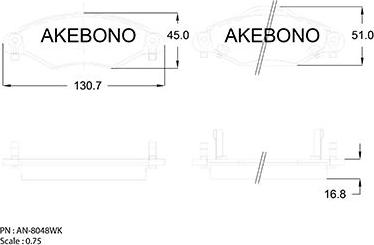 Akebono AN-8048WK - Kit pastiglie freno, Freno a disco autozon.pro