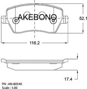 Akebono AN-8054K - Kit pastiglie freno, Freno a disco autozon.pro