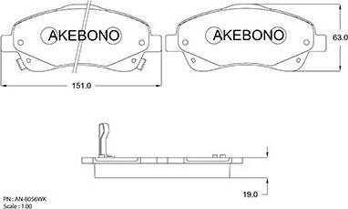 Akebono AN-8056WK - Kit pastiglie freno, Freno a disco autozon.pro